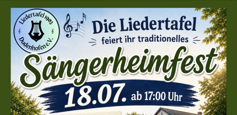 Sängerheimfest am 18. Juli 2026 ab 17:00 Uhr